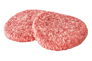 Hamburger Prints: Hamburger meat on white background
