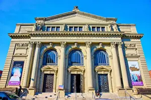 Arched Windows Prints: Hamilton County Memorial Building Neoclassical Facade Low Angle View
