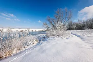Riverfront Prints: Hamm, North Rhine-Westphalia, Germany - Sunny winter landscape in the Ruhr area