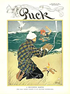 Gallery Prints: Will Hammell - A Mid-Winter Martyr - Puck magazine front cover - 1914