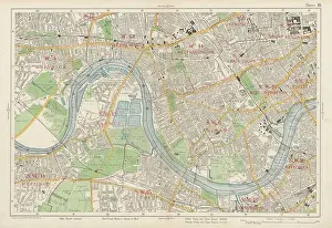 Wandsworth Prints: HAMMERSMITH FULHAM Chiswick Kensington Chelsea Barnes Putney. BACON 1934 map