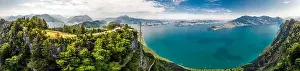 Blue Tower Prints: Hammetschwand elevator in Alps near Burgenstock with the view of Swiss Alps and Vierwaldstattersee