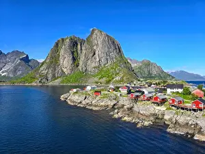 Sakrisoy Prints: Hamnoy Reine, Lofoten Islands, Norway, Picturesque Fishing Village and Majestic Mountains