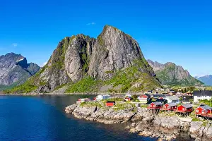 Sakrisoy Prints: Hamnoy Reine, Lofoten Islands, Norway, Picturesque Fishing Village and Majestic Mountains