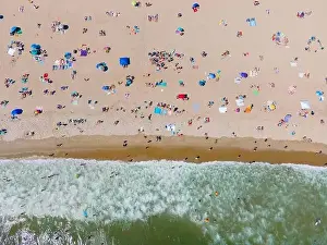 Blvd Prints: Hampton Beach aerial view including historic waterfront buildings on Ocean Boulevard and Hampton Beach State Park