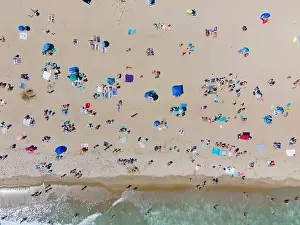 Blvd Prints: Hampton Beach aerial view including historic waterfront buildings on Ocean Boulevard and Hampton Beach State Park