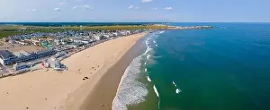 Blvd Prints: Hampton Beach panorama aerial view including historic waterfront buildings on Ocean Boulevard