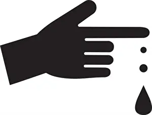 Urgency Prints: hand with blood drops silhouette style icon vector design