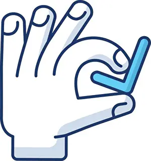 Confirmation Prints: Hand with checkmark RGB color icon