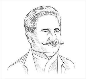 City Day Prints: Hand draw sketch Allama Iqbal, Pakistani Poet vector illustration