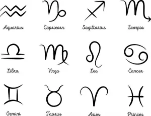 Taurus Prints: Hand drawing horoscopes set, Horoscope zodiac signs illustration