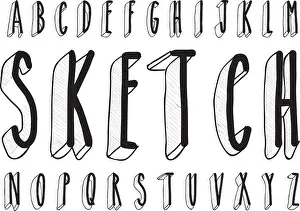 Pen Drawing Prints: hand drawing vector doodle sketch font design