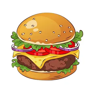 Stickers Prints: Hand drawn burger, fast food vector illustration