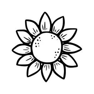 Scribble Prints: Hand drawn garden sunflower. Doodle sketch style