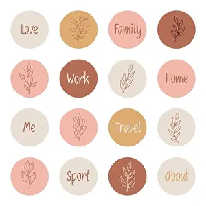 Instagram Prints: Hand drawn Instagram story highlight with minimal floral leaf