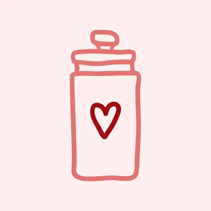 Hand drawn mason jar with heart shape isolated on a pink. Contour sketch. Vector illustration