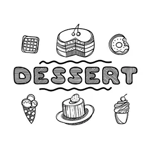 Donut Prints: Hand drawn menu for cafe with food