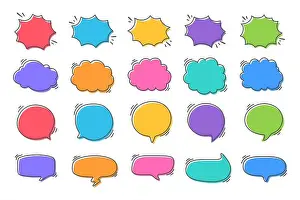 Handdrawn Prints: Hand drawn text box. Cute cartoon style talking dialogue