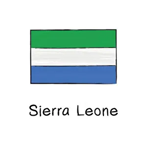 Sierra Prints: Hand-drawn vector doodle of the Sierra Leone flag in minimal outline style