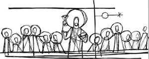 Disciples Prints: Hand drawn vector illustration or drawing of the last dinner