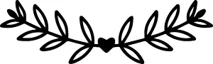 Plant Stem Prints: Hand drawn vector illustration featuring a simple laurel branch with a heart at its center