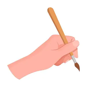 Sketching Prints: Hand holding art brush for painting