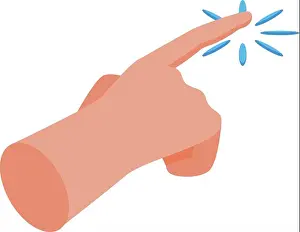 Hand with the index finger extended is pointing and touching something