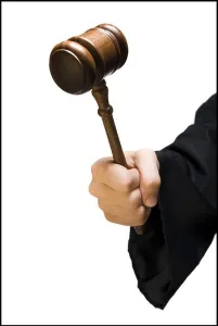 Judgment Prints: Hand with judges gavel