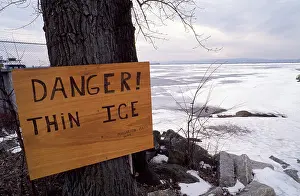 Vermont Prints: A handmade wooden police sign gives a DANGER