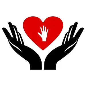 Humanity Prints: Hands holding heart. Hands up with hearts