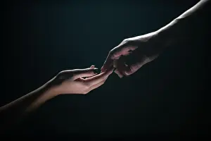 Salvation Prints: Two hands reaching toward. Tenderness