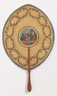 Handscreen. Handscreen with an ogee-shaped leaf with a deep border of intertwinted laurel