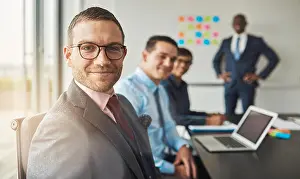 Boardroom Prints: Handsome bearded man wearing suit