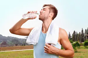 Confused Prints: Handsome guy drinking water