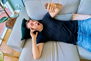 Shocked Prints: Handsome guy posing - lying down, shocked, ideas, surprised and taking selfie