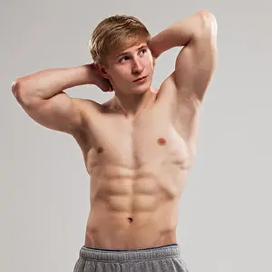 Muscles Prints: Handsome guy posing with naked torso