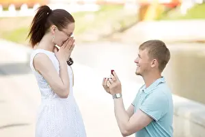 Crying Prints: Handsome young man requesting hand of beloved pretty girlfriend