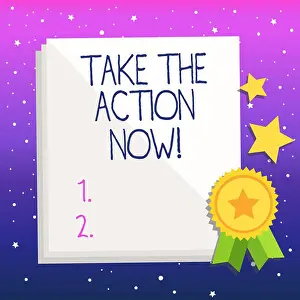 Motivational Prints: Handwriting text Take The Action Now