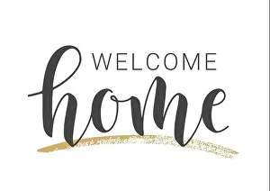Vector Illustration Prints: Handwritten Lettering of Welcome Home