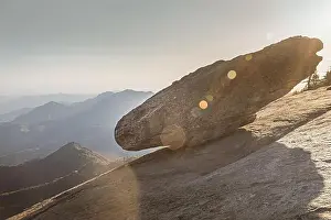 Sequoia Prints: Hanging rock on the Moro rock in the Sequioa National Park, California USA