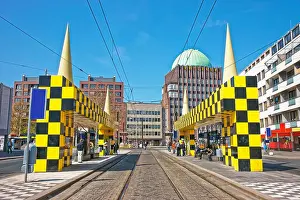 Tramway Prints: HANOVER, GERMANY - MAY 1, 2013: Bus stop Steintor in the center of Old City in Hanover in Germany