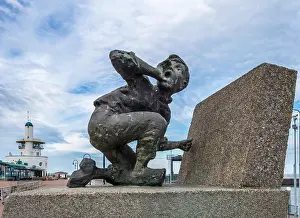 Holland Prints: Hans Brinker. Statue of a Dutch boy who saves his country by putting his finger in a leaking dike