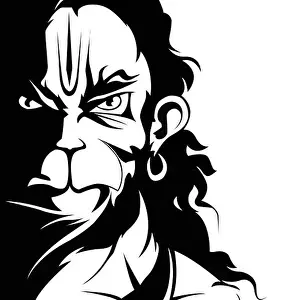 Hindu Festival Prints: Hanuman ji vector illustration - Powerful Hindu god art