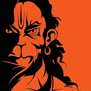 Hindu Festival Prints: Hanuman ji vector illustration - Powerful Hindu god art