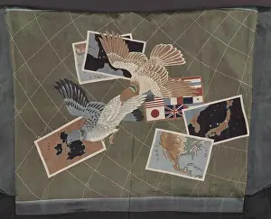 Mens Prints: Haori with Doves and Maps
