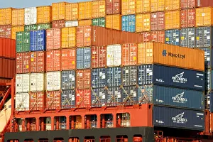 Import Prints: Hapag Lloyd Container Ship Cargo Containers stacked on deck
