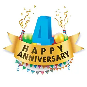Nail Prints: Happy 4th Anniversary Celebration, Vector Illustration