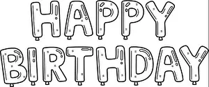 Colouring Book Prints: Happy Birthday Banner Isolated Coloring Page