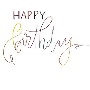 Happy Birthday. Beautiful greeting card scratched calligraphy watercolor