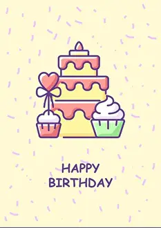 Childish Prints: Happy birthday cute greeting card with color icon element